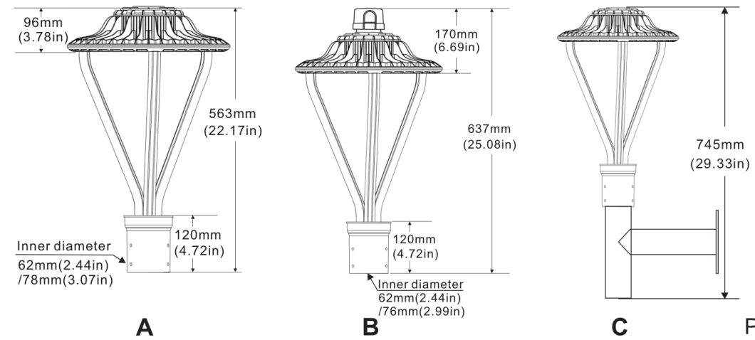 100W Outdoor Light Post Base Outdoor LED Lamp Post Pole Lanterns Outdoor Post Mount Light Fixture Lamp Pole Lights