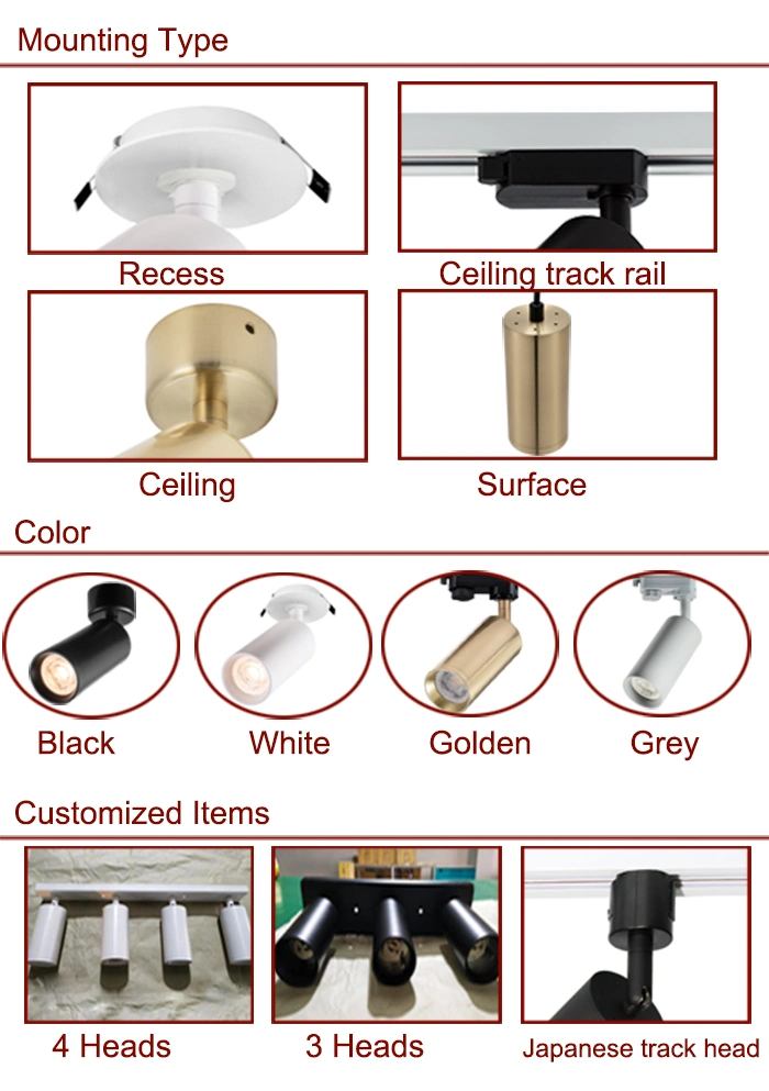 4W-10W Modern Fixture Surface Ceiling Spot Lighting System Rail COB LED Ceiling Spot Lights