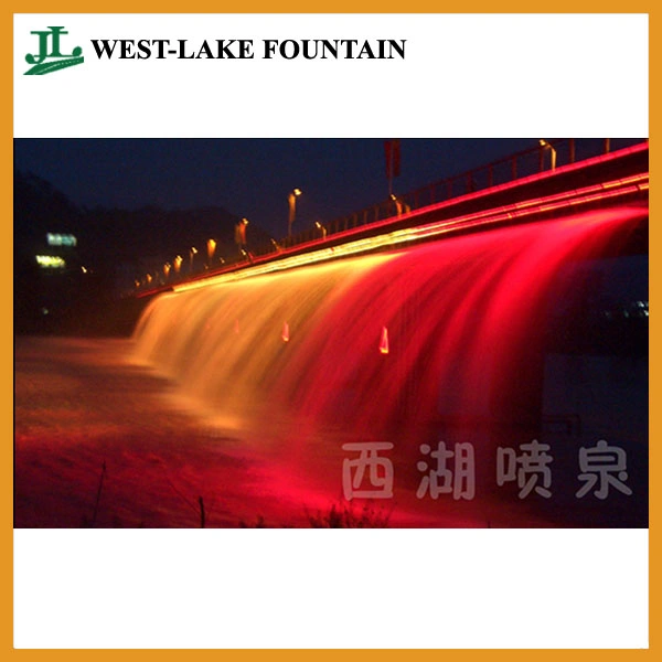 bridge rainbow light waterfall fountain