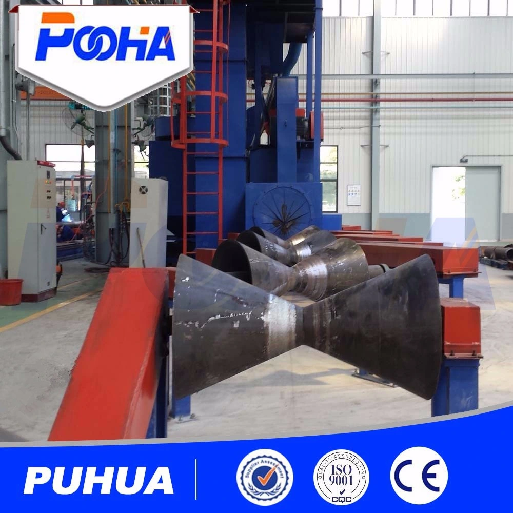 Round steel pipe outer / outer wall shot blasting machine
