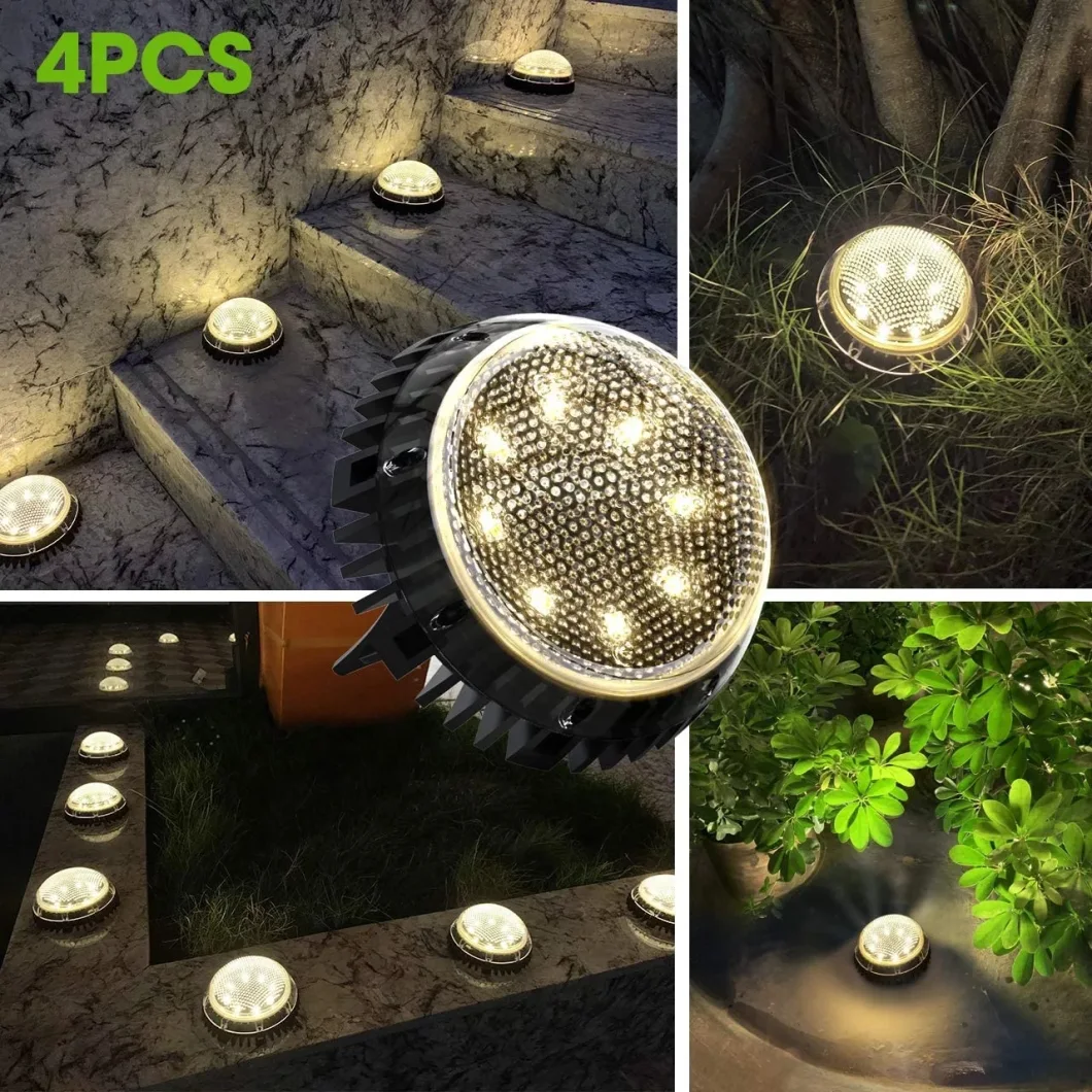 Simva IP67 Waterproof 8 LED Disk Light, Pathway Lights Fairy Garden Lights, Outdoor LED Solar Ground Lights Lamp, Solar Ground Lights, Solar Ground Lights Lamp