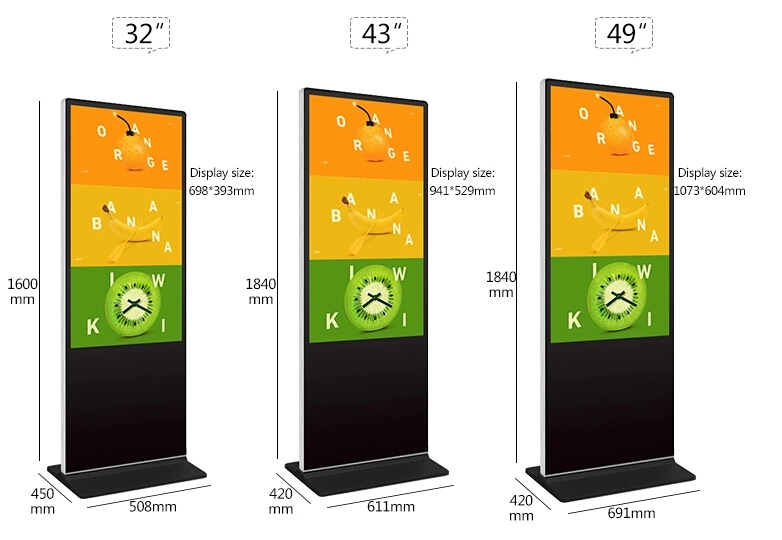 55inch Floor Standing PC Big Outdoor Signage Advertising Player Mall Totem Multi Touch Big Outdoor Signage