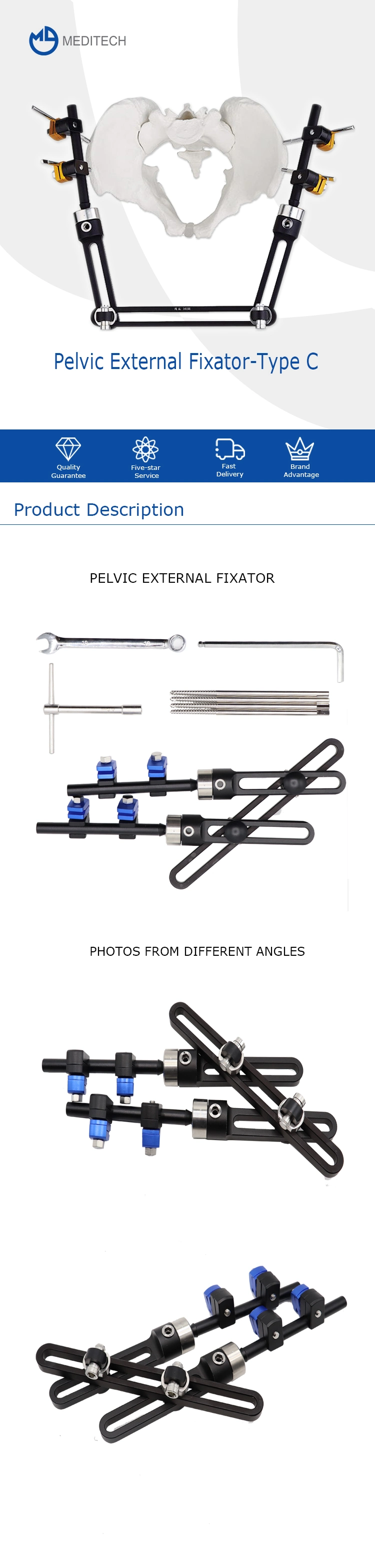 High Quality Orthofix Pelvic External Fixator for Pelvic Fixation Surgery Orthopedic External Fixator Instrument