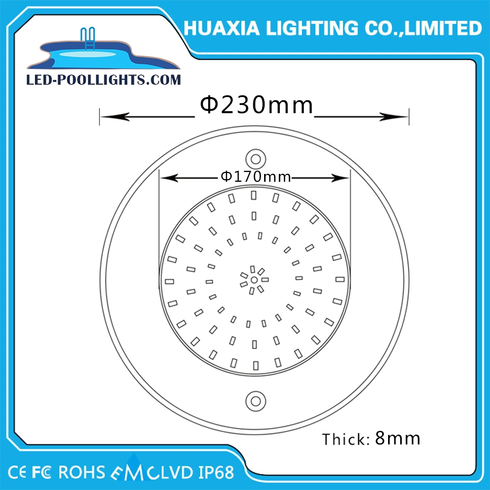 18W DC12V External Control RGB Ultra Thin (8mm) IP68 Underwater LED Swimming Pool Lighting