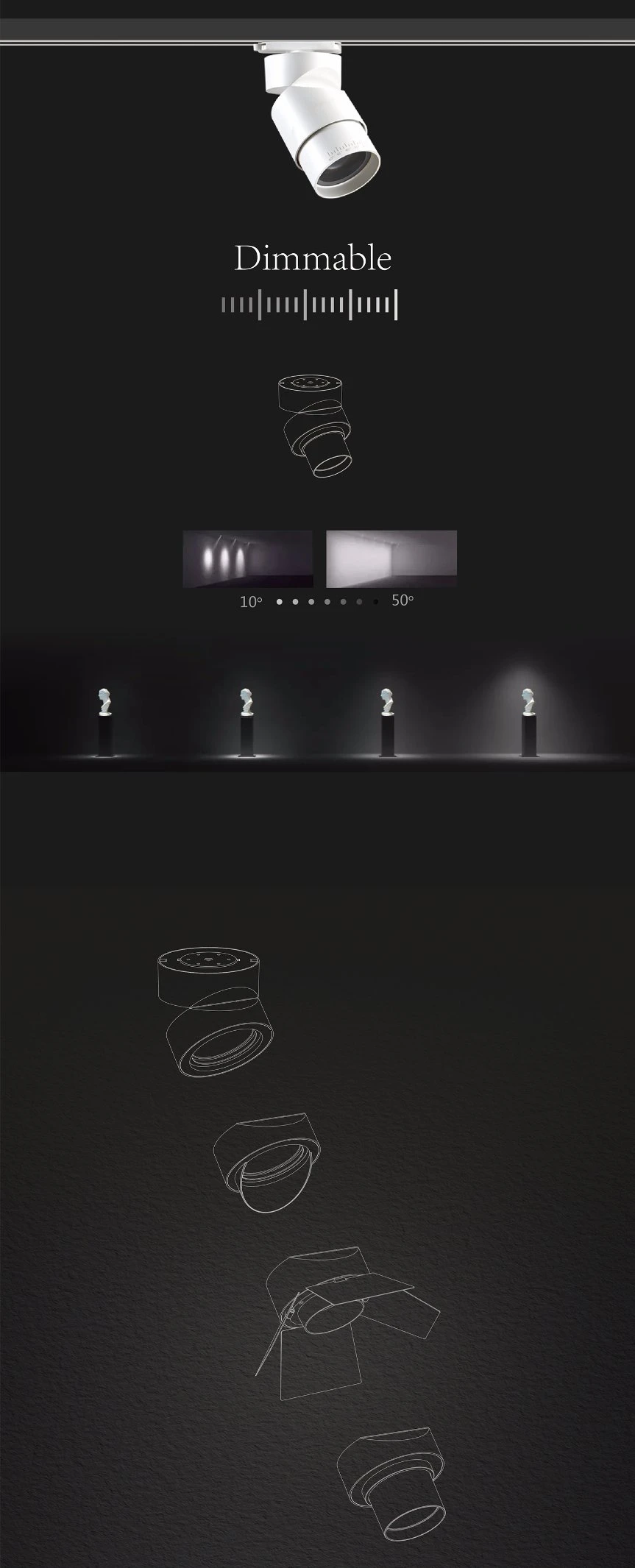 LED Lamp Ce Adjustable Dimmableanti Glare Energy Saving Lamp LED Track COB Spot Lights