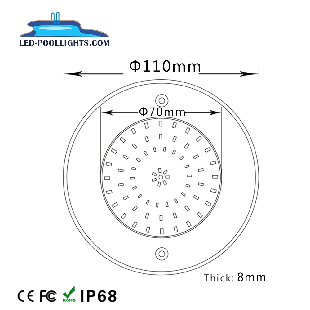 Newest Ultra Thin 8mm Private Mode 6W 12V Surface Mounted LED Swimming Pool Light Resin Filled IP68 LED Underwater Lighting