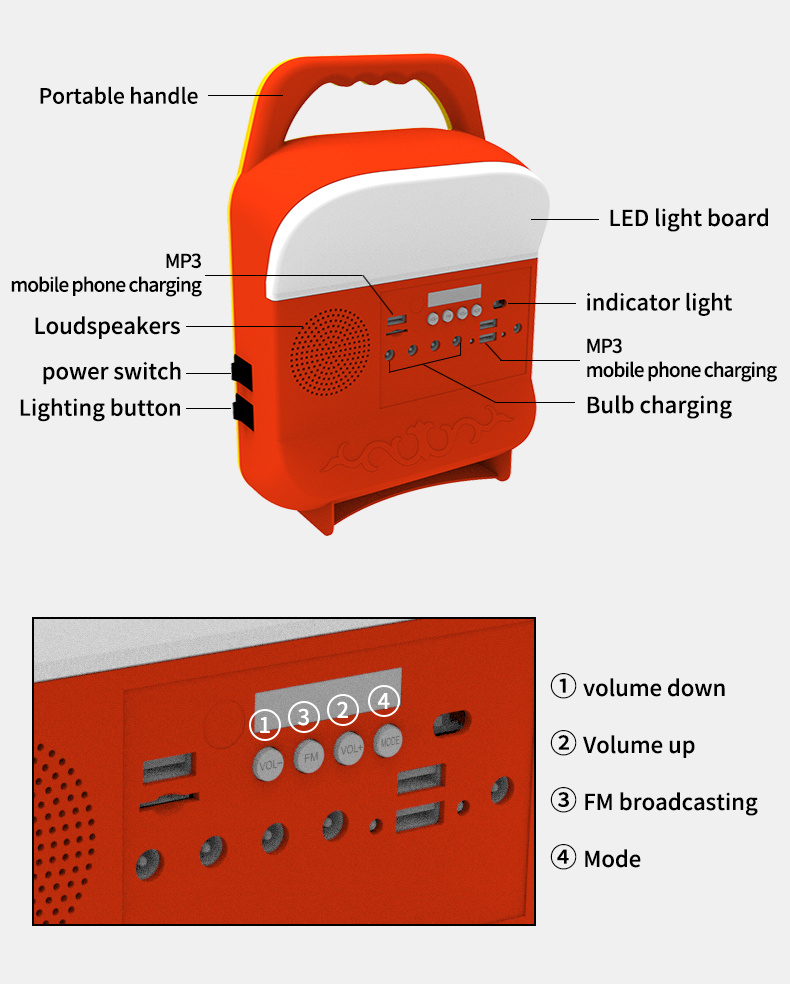 LED Lighting Portable Solar Home Lighting Radio Solar MP3 Player 10W Solar System Sre689