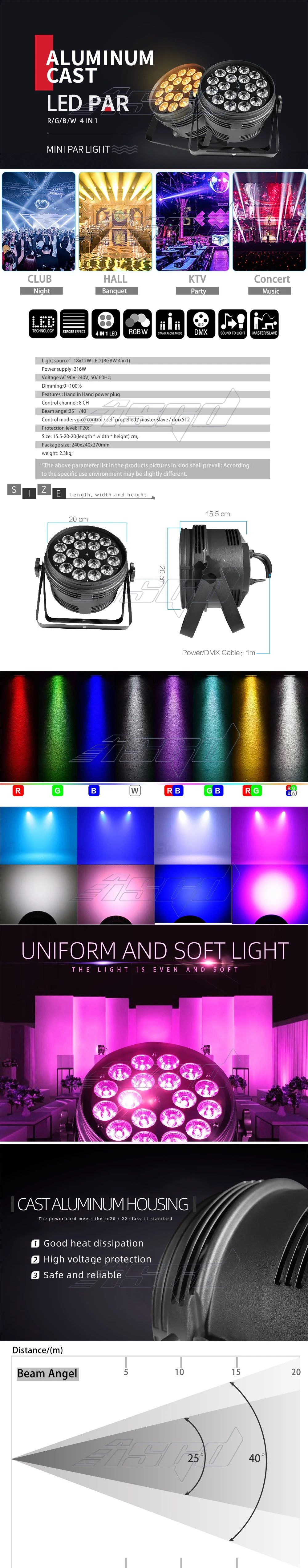 18X12W RGBW 4in1 LED Uplighting Wall Washer PAR