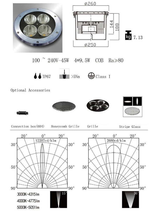 in-Ground LED Fitting, High Power COB Under Ground Fixture
