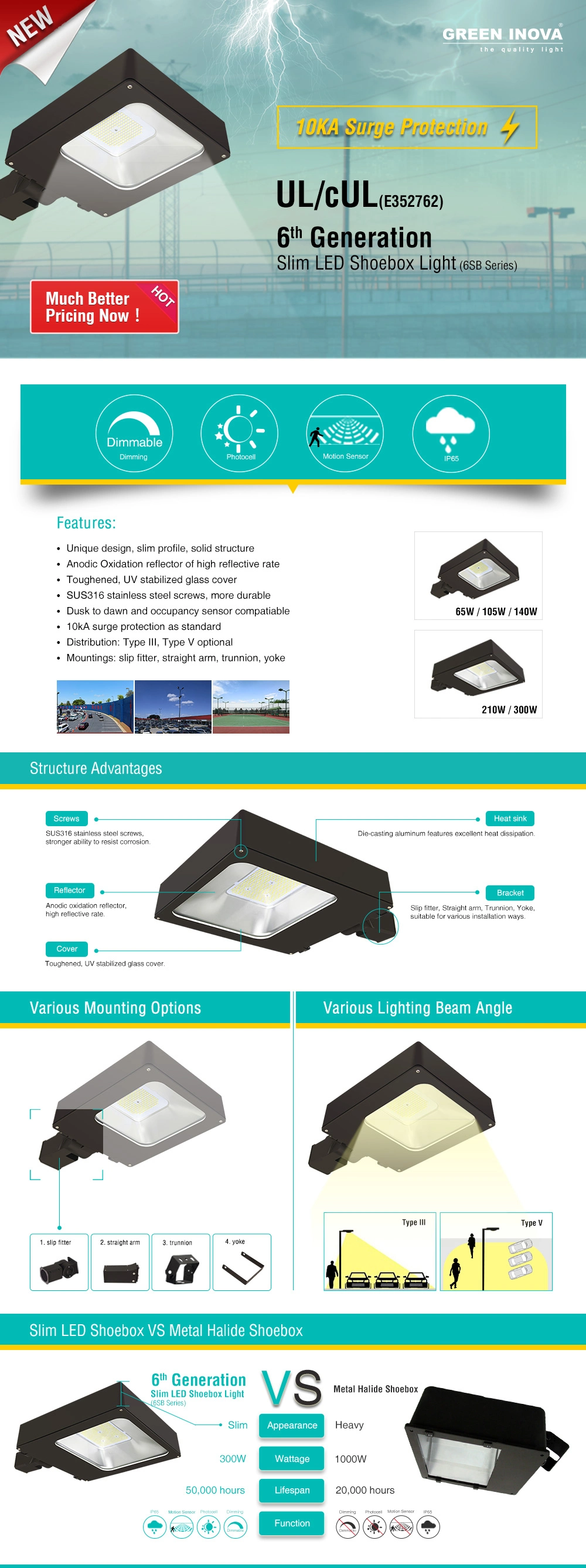 Dlc UL cUL SAA Ce (65W 105W 140W 210W 300W) Industrial LED Street Lamp Fixtures Exterior Lighting Light