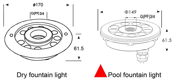 9W/18W/27W R/G/B/W/Y/RGB Dry Deck Fountain Lights