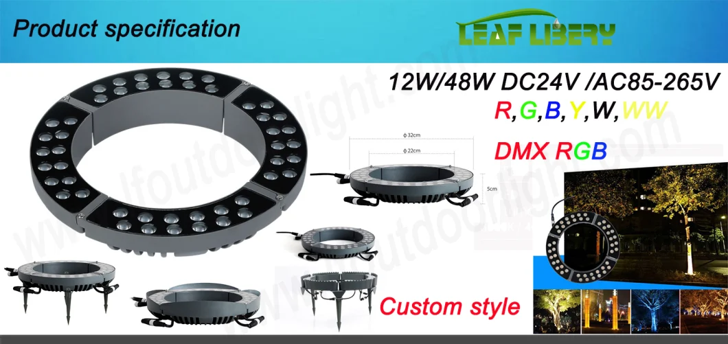 24V 48W 72W RGB Ring Landscape Tree Lighting Solar Landscape Light Christmas Lights Projector Outdoor Waterproof IP67 Park Lamp