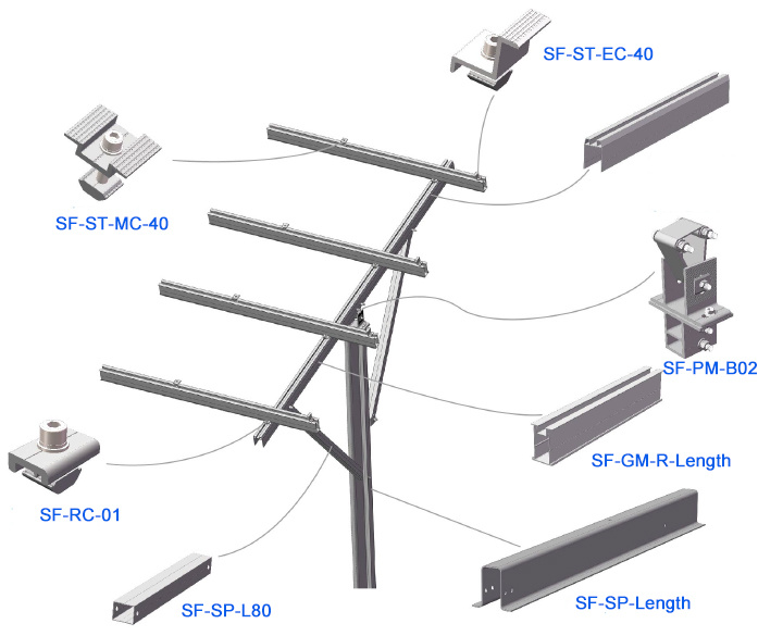 Pile Ground Mounting Bracket, Ground Mounting Structure