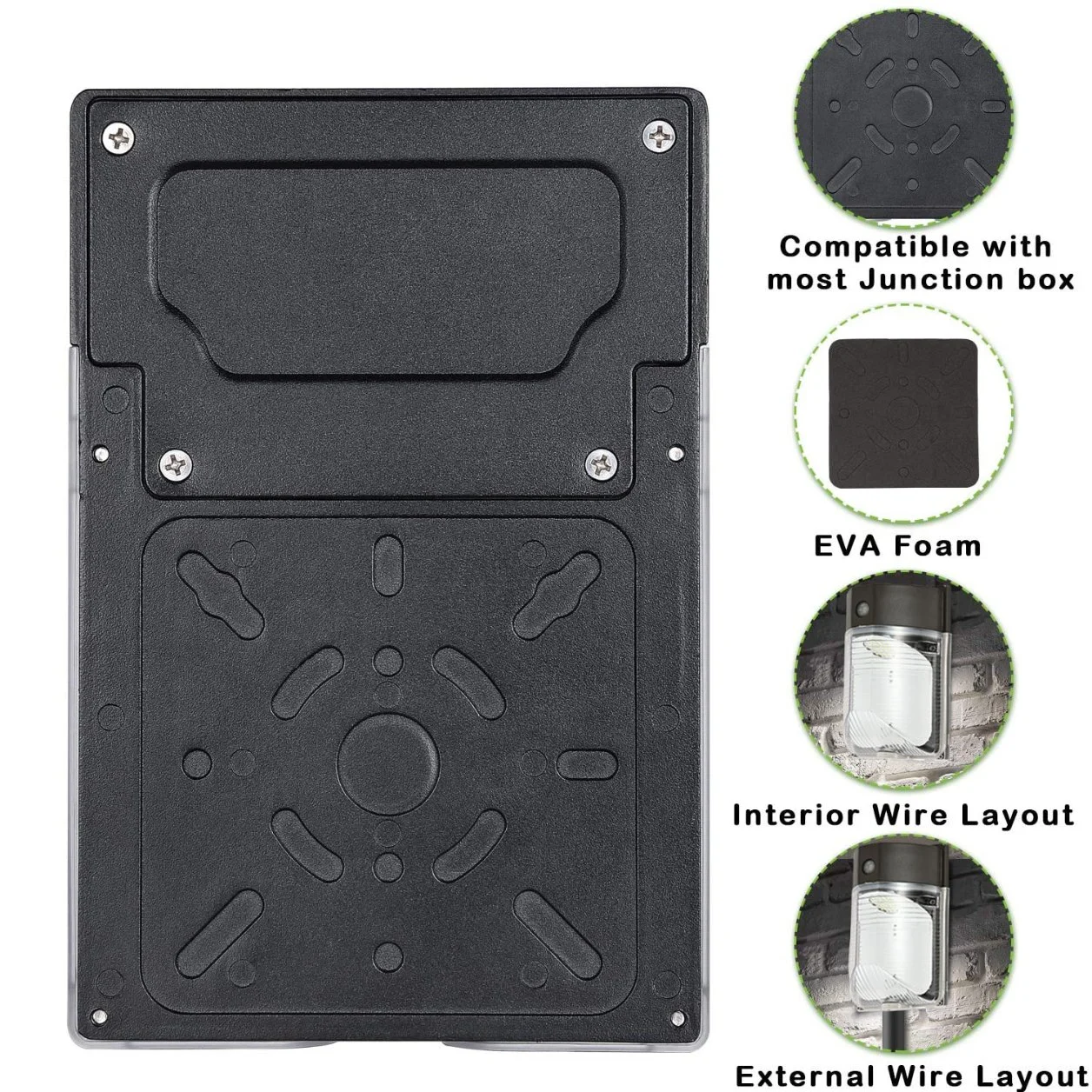 LED Mini Wall Mount Outdoor Dusk to Dawn Light, 25W, Security Wall Lighting Fixture, 6000K, Photocell, with Clear Glass Cover, IP65