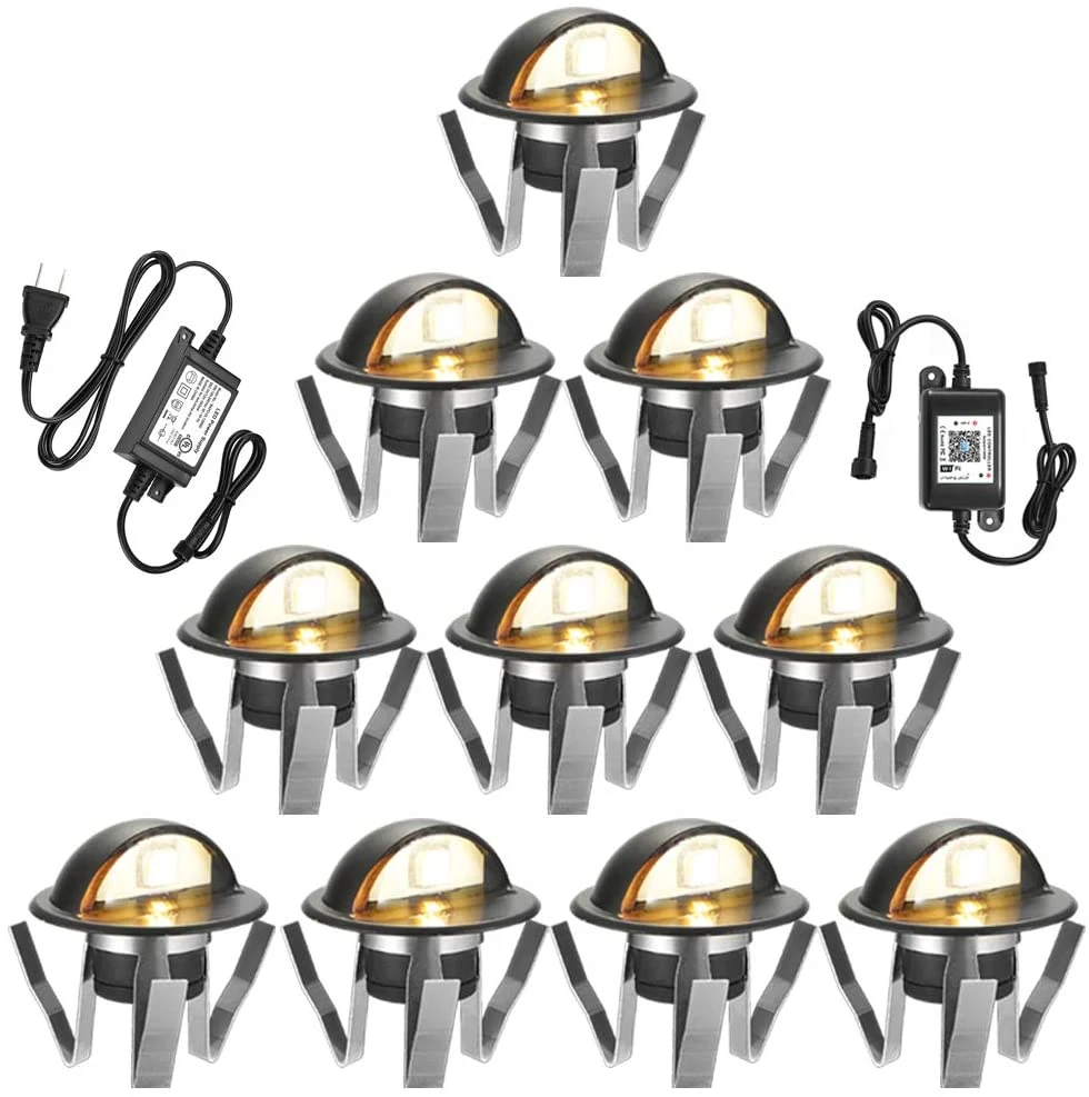 Decorative Lights LED Stair Lights RGB Half Moon Low Voltage Recessed Deck Lights RGB LED Underground Lights