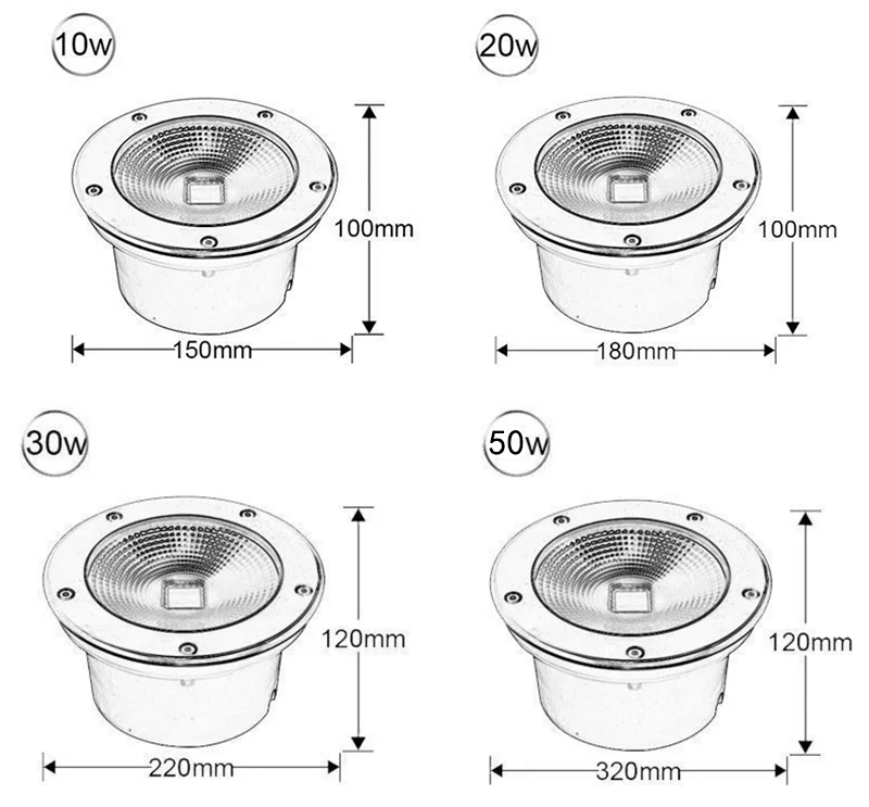 LED Projectros High Quality Waterproof IP68 50W Integration LED Underground Light