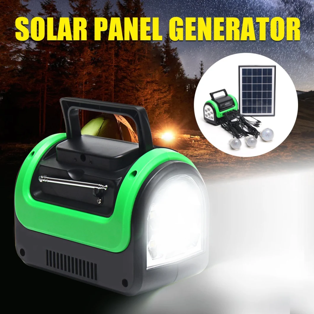 Indoor 5W Solar Home Lighting System with 3LED Lighting Bulb Solar Radio with FM Players