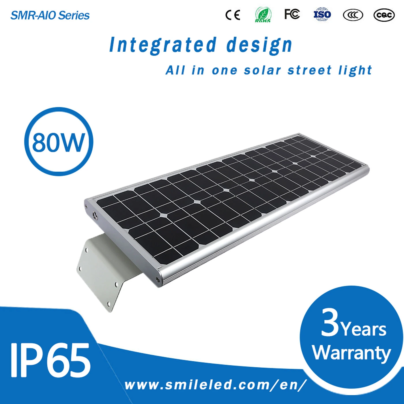 80W All-in-One Design Outdoor LED Light Integrated Solar Street Light