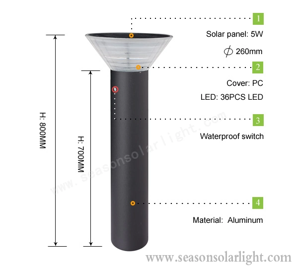 Smart Decking Solar Lighting CE Garden Outdoor 5W Solar Landscape Lighting with Bright LED Light