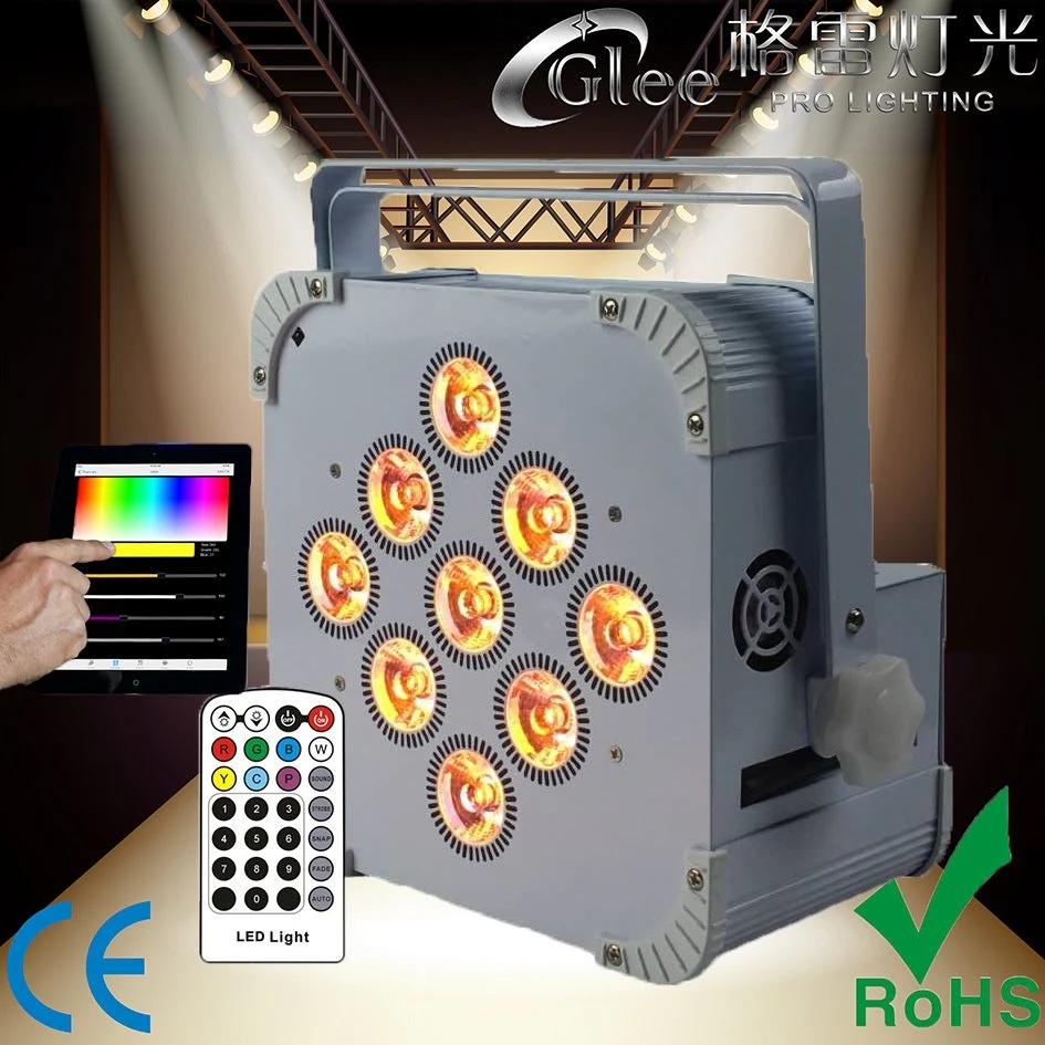9*18W Rgbwauv 6in1 LED Battery Wireless WiFi DMX Lighting