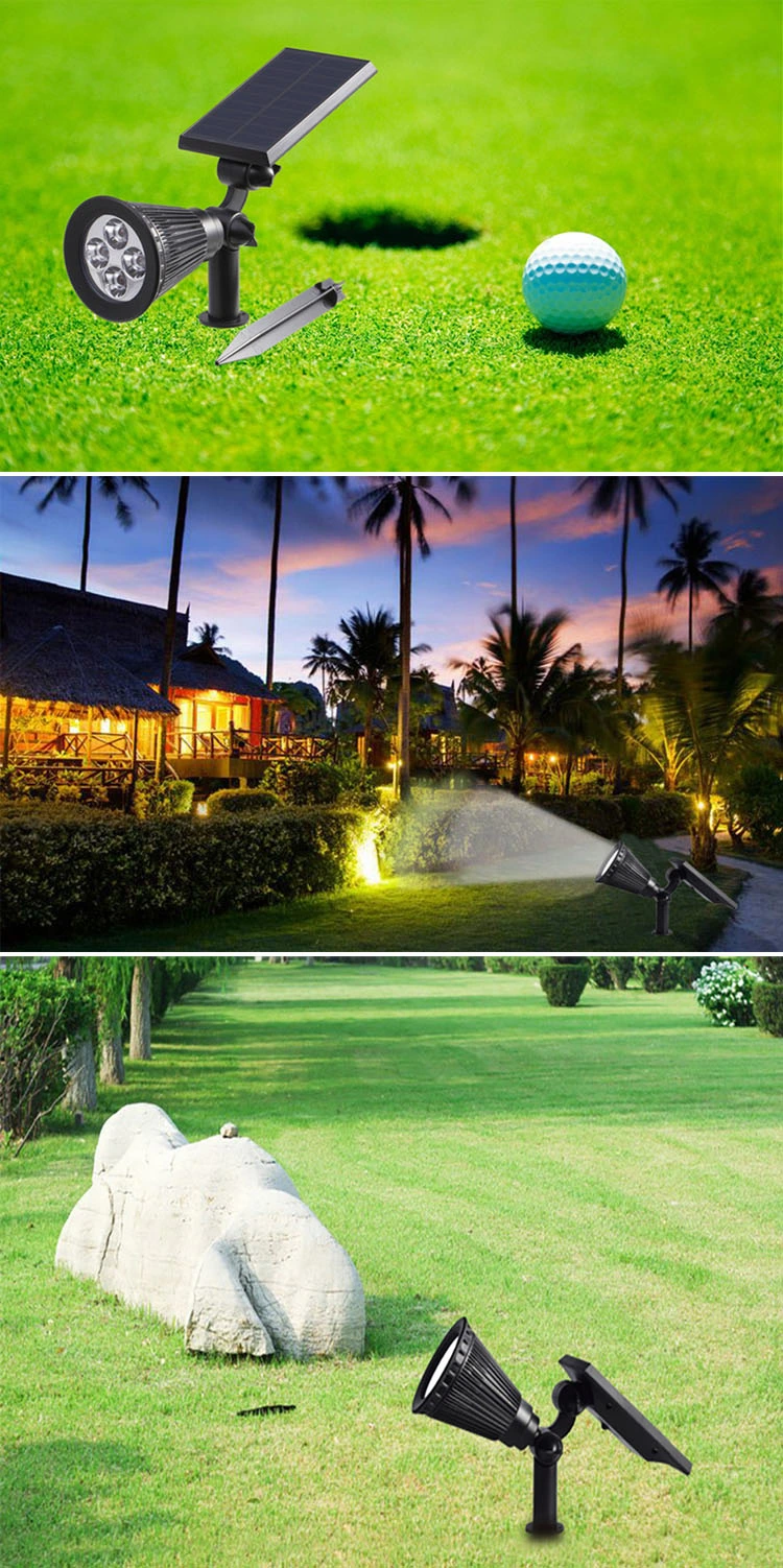 Solar Powered LED Lamp Adjustable Solar Spotlight in-Ground IP65 Waterproof Landscape Wall Light Outdoor Lighting