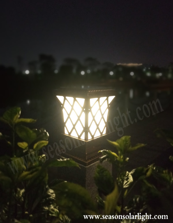2-in-1 LED Lighting Lamp Outdoor Solar Power Pillar Lamp for Garden Landscape Lighting