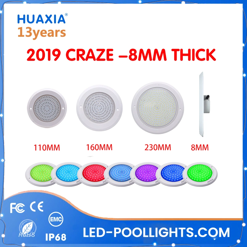 2018 Newest 8mm Thickness Private Mode 18W 12V Stainless Steel LED Pool Light IP68 Swimming Pool LED Underwater Lighting