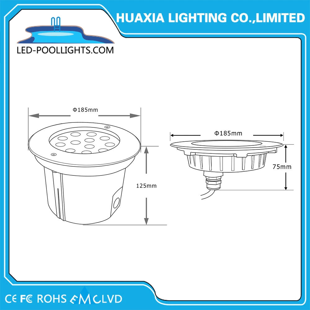316ss IP68 36W Recessed LED Underwater Light LED Pool Light
