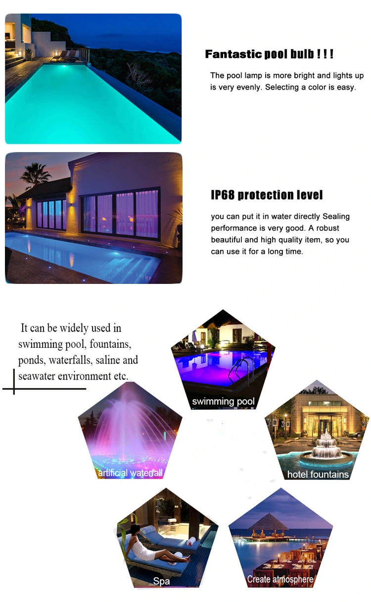 2018 Newest 8mm Thickness 8W 12V RGB Stainless Steel Swimming Pool Light IP68 LED Underwater Lighting Private Mode