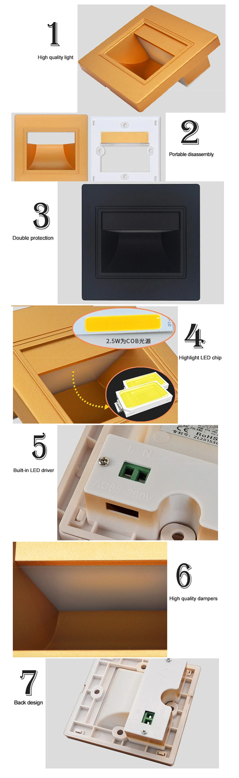 LED New Style LED Footlights LED Stair Light Floor Corridor Lamps Floor Corridor Lighting LED Step Light Wall Light Distributor