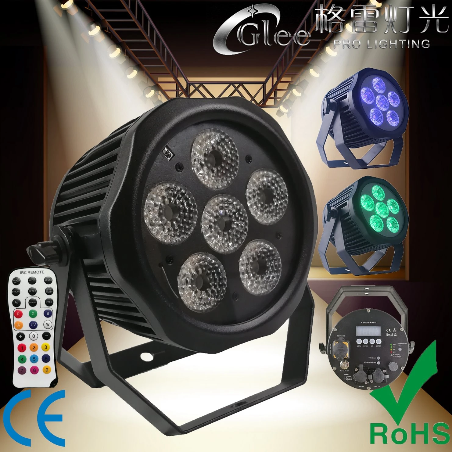 Outdoor 6X18W 6 in 1 Hex LED Battery Powered Wireless Wifly Lighting