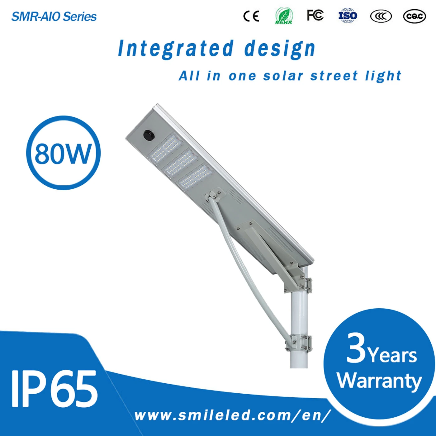 80W All-in-One Design Outdoor LED Light Integrated Solar Street Light