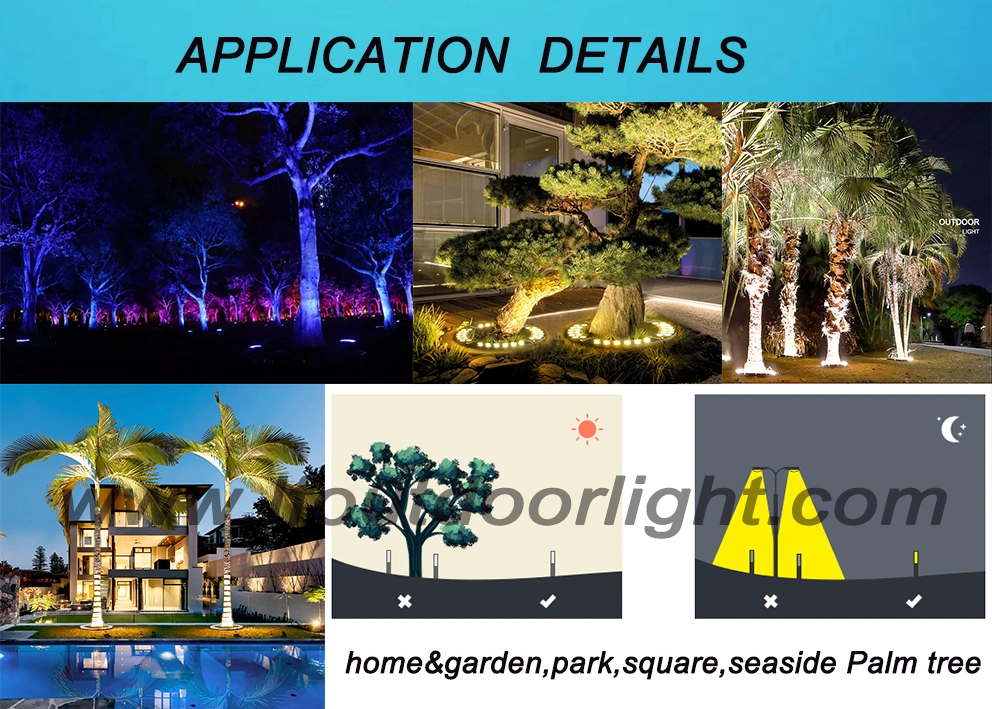 Outdoor Use Landscape Lighting According to Tree Holding Pole and Hoop Lights