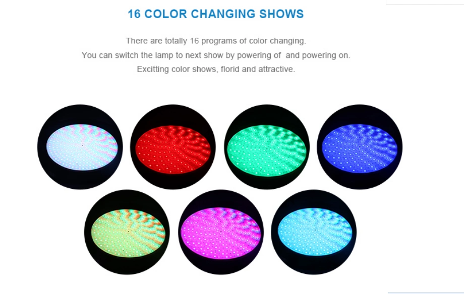 IP68 Multi Color 8mm Thickness LED Underwater Light 316ss LED Swimming Pool Light