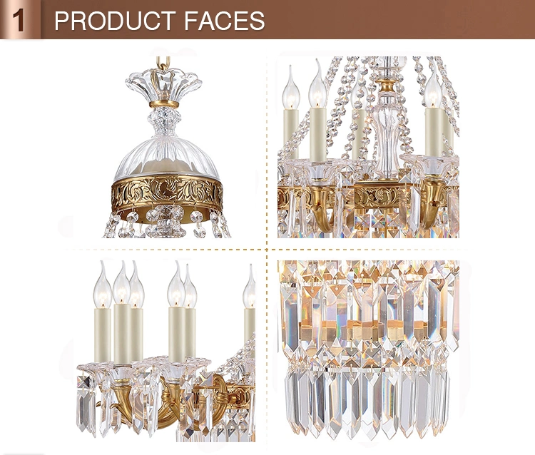 Brass and Beveled Glass Chandelier Lighting for Project Lighting Fixtures (WH-PC-33)