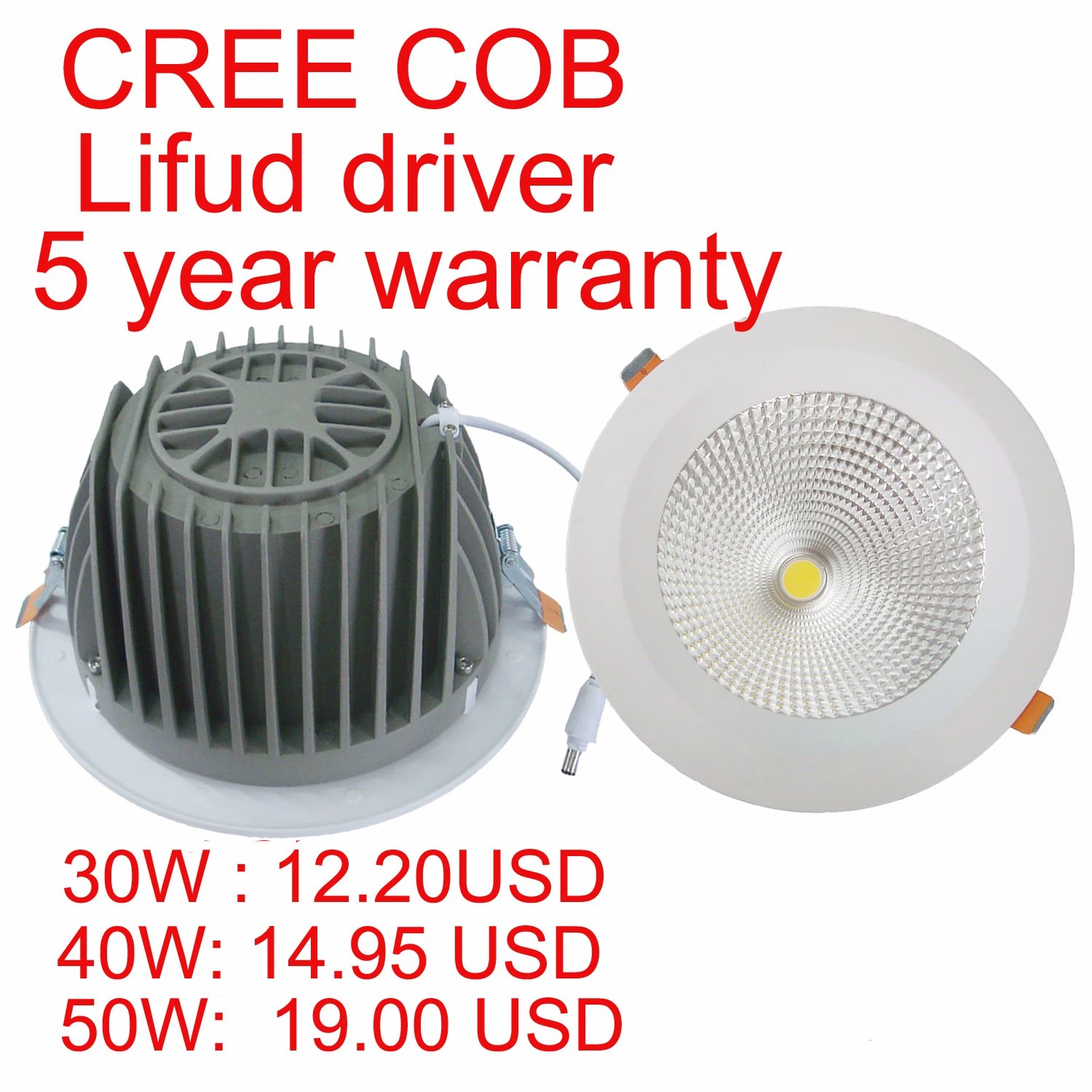 Die Casting Commercial LED Lighting CREE COB 50W/60W LED Downlight