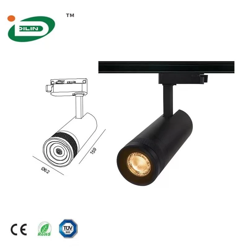 SCR Dimmable LED Track Light 3 Phase Variable Focus Beam Angle Adjustment Track Spotlight for Professional Lighting