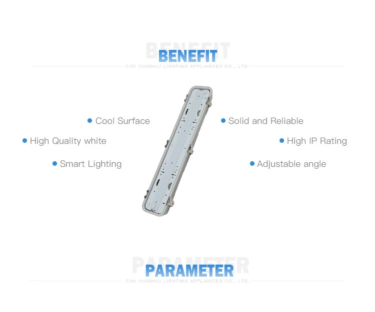 600mm 1200mm Vapor Tight Linear Lighting Fixture IP66 Tri-Proof 60W LED Light, LED Waterproof Light