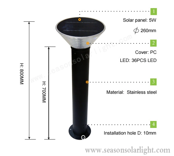 Outdoor Lighting 5W LED Garden Light with Solar Lighting System