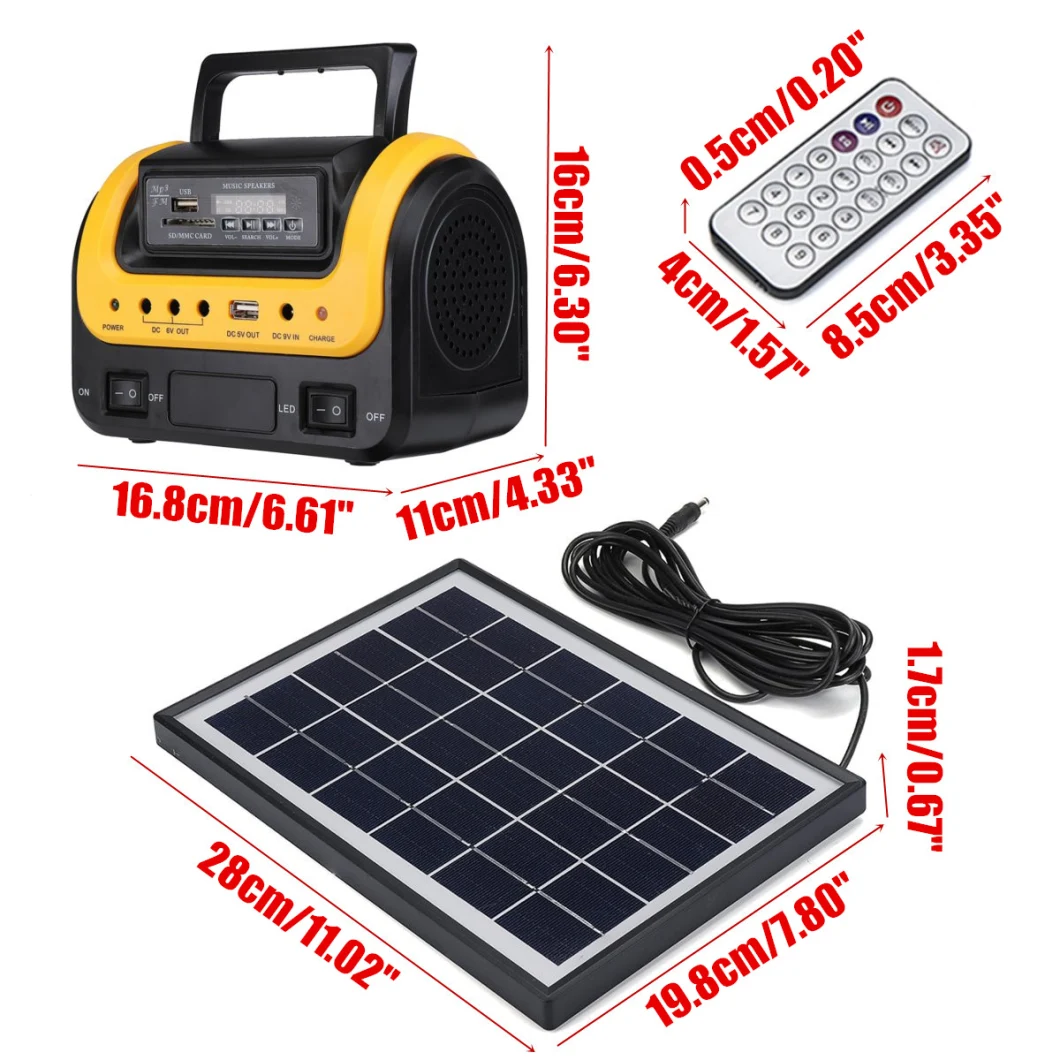 Indoor 5W Solar Home Lighting System with 3LED Lighting Bulb Solar Radio with FM Players