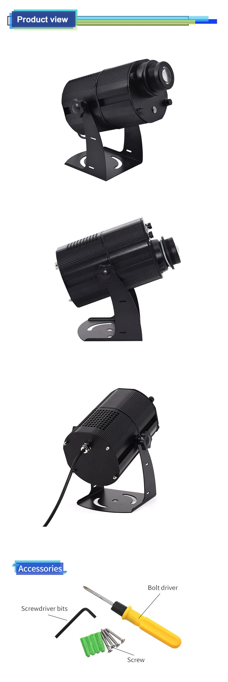 Wireless Uplighting LED 200W Waterproof Logo Projector Light for Cafes
