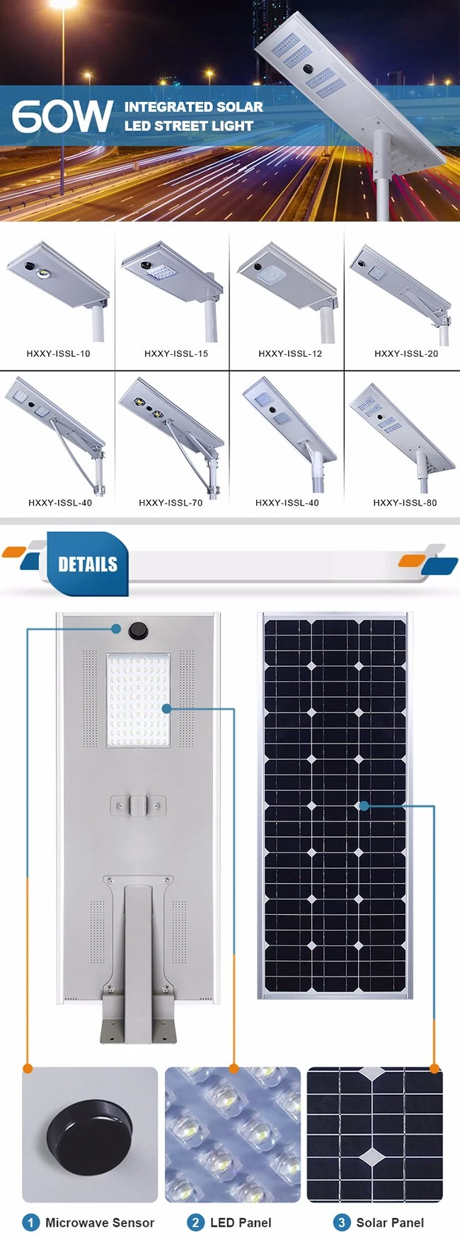 Aluminum Alloy Integrated Outdoor LED Lamp Solar Street Light