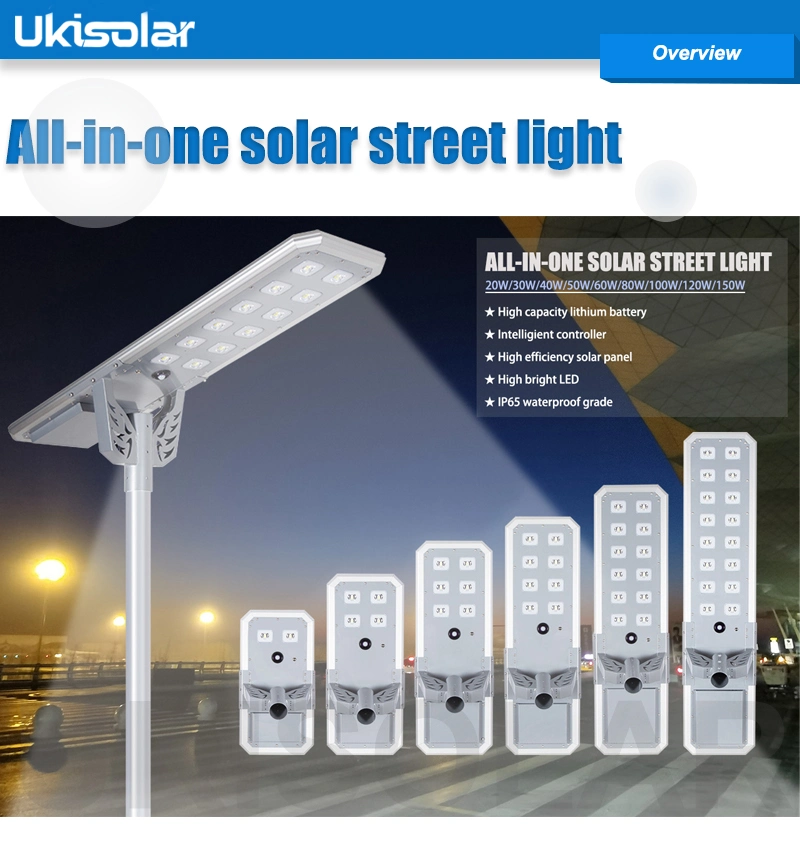 Ukisolar Evergreeno Free Maintenance All in One 30W Outdoor Lamp Solar LED Street Light Lighting Lamps