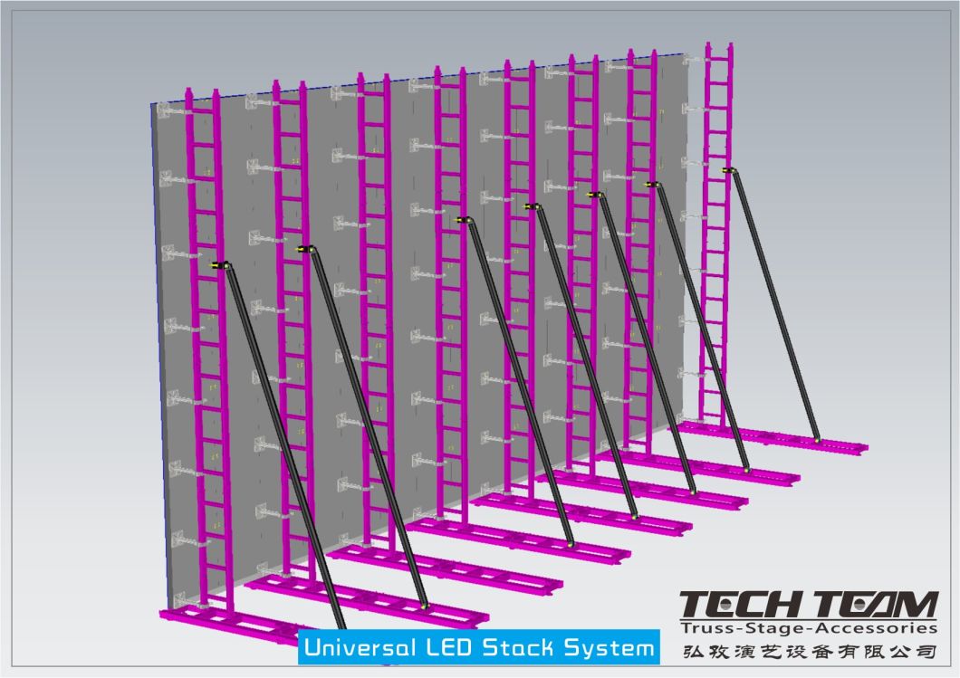 Outdoor Indoor Safety Ground Support Stand Set Universal LED Wall Ground Stack System