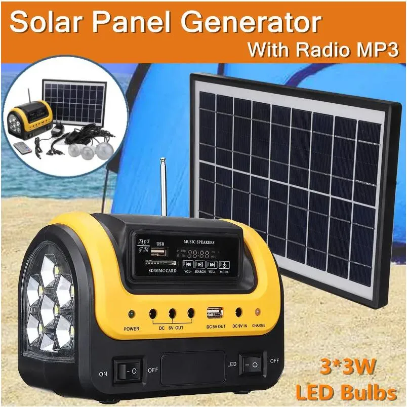 Indoor 5W Solar Home Lighting System with 3LED Lighting Bulb Solar Radio with FM Players
