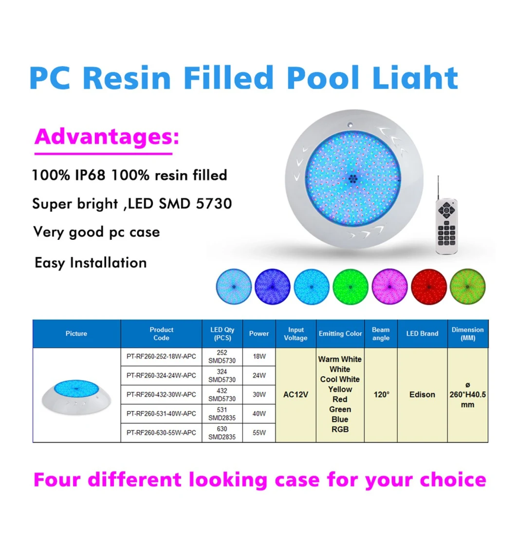 Light Source Be Glued IP68 LED Underwater Light for Swimming Pool LED Swimming Pool Light