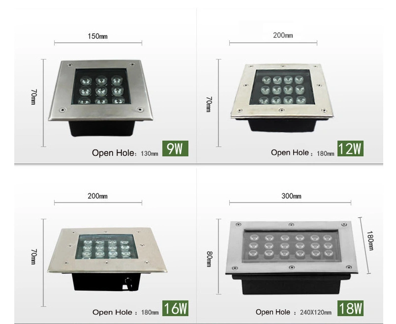 Square LED 24W IP65 Waterproof LED Underground Light