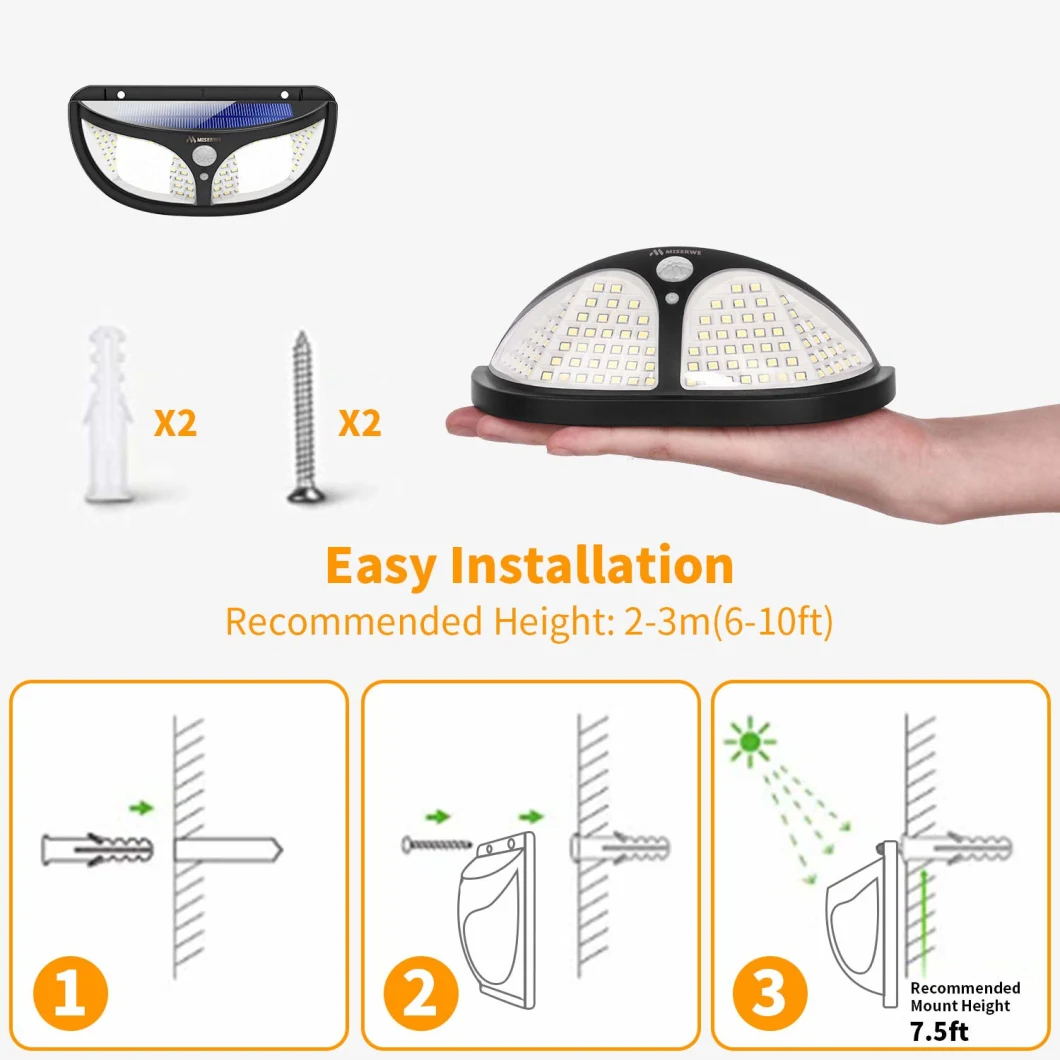 2020 Outdoor Waterproof Wall Lighting LED Solar Powered Garden Outdoor Spot Lamp Wall Lights with Panel