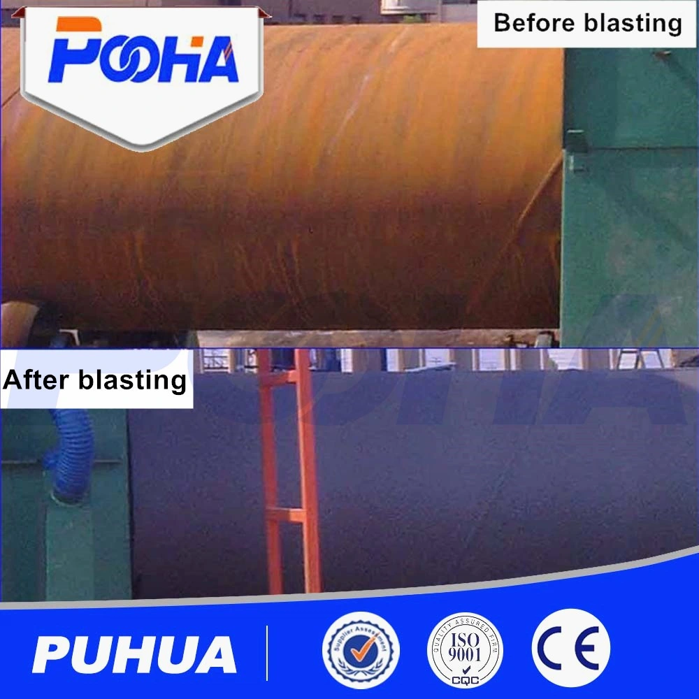Round steel pipe outer / outer wall shot blasting machine