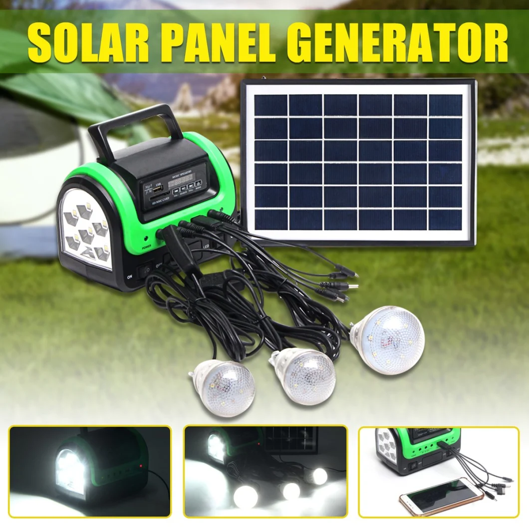 Indoor 5W Solar Home Lighting System with 3LED Lighting Bulb Solar Radio with FM Players